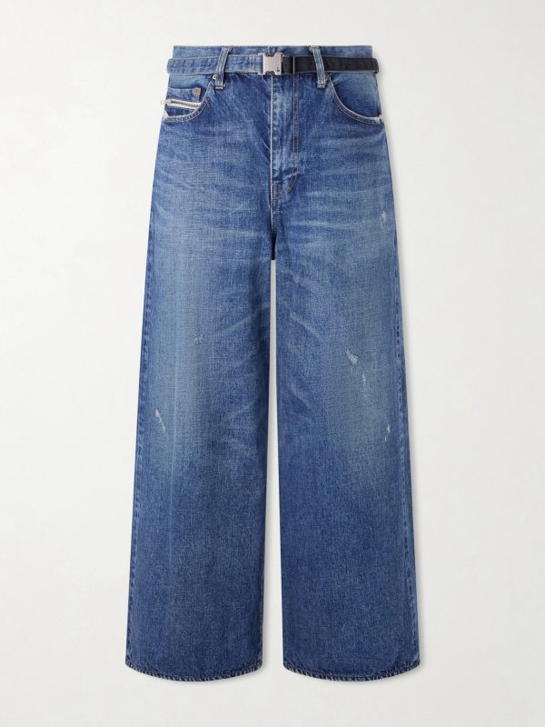 + BEYONDEXX Wide-Leg Belted Distressed Jeans + BEYONDEXX Wide-Leg Belted Distressed Jeans