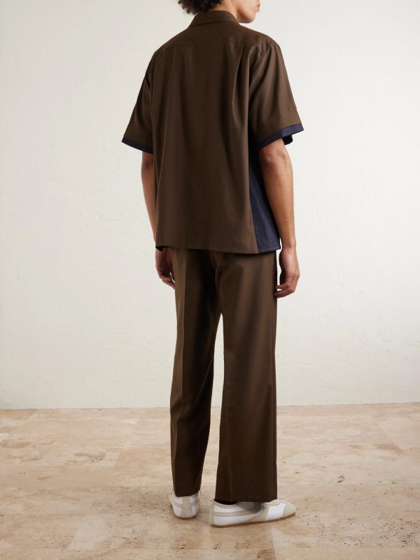 Denim-Trimmed Woven Shirt - BK