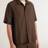 Denim-Trimmed Woven Shirt - FR