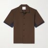 Denim-Trimmed Woven Shirt