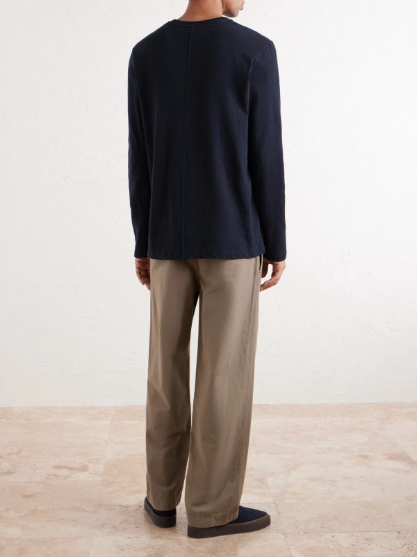 Time Straight-Leg Cotton Trousers - BK Time Straight-Leg Cotton Trousers - BK