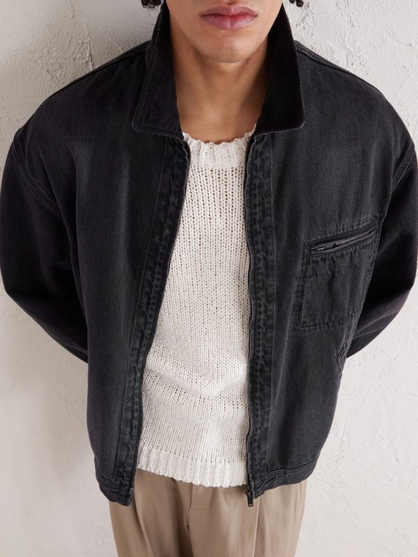 Tarquin Corduroy-Trimmed Denim Jacket - E1 Tarquin Corduroy-Trimmed Denim Jacket - E1