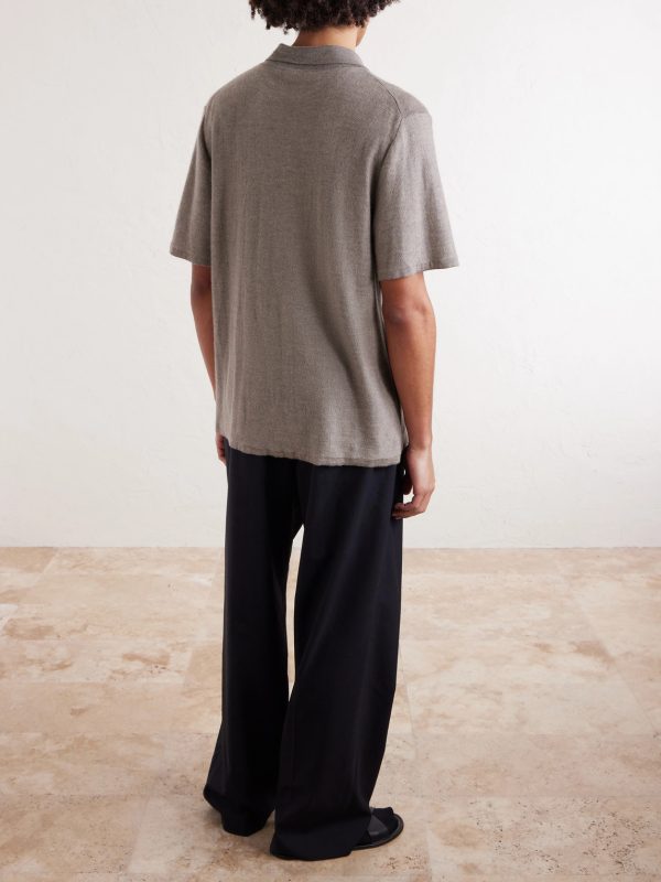 Morand Top Herringbone Cashmere Polo Shirt - BK Morand Top Herringbone Cashmere Polo Shirt - BK