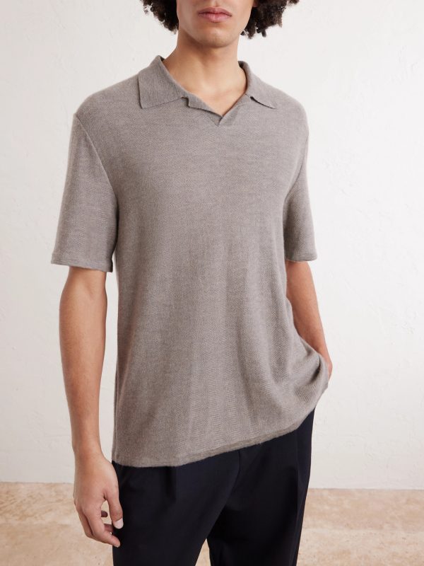 Morand Top Herringbone Cashmere Polo Shirt - FR Morand Top Herringbone Cashmere Polo Shirt - FR