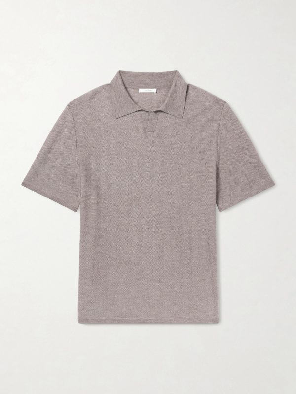 Morand Top Herringbone Cashmere Polo Shirt Morand Top Herringbone Cashmere Polo Shirt