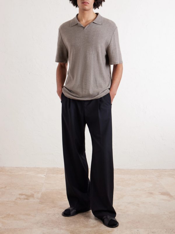 Morand Top Herringbone Cashmere Polo Shirt - OU Morand Top Herringbone Cashmere Polo Shirt - OU