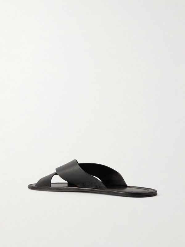 Malick Cross Full-Grain Leather Sandals - BK