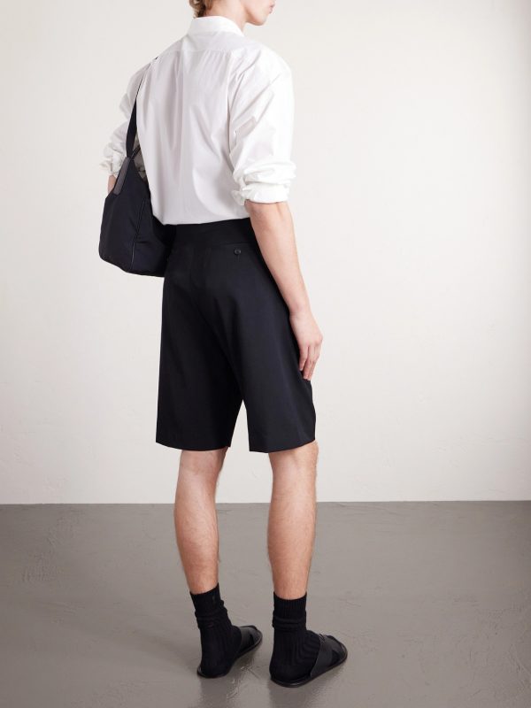 Sayed Wide-Leg Pleated Wool-Twill Shorts - BK Sayed Wide-Leg Pleated Wool-Twill Shorts - BK