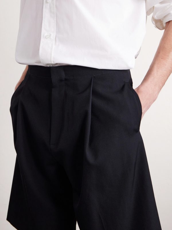 Sayed Wide-Leg Pleated Wool-Twill Shorts - CU Sayed Wide-Leg Pleated Wool-Twill Shorts - CU