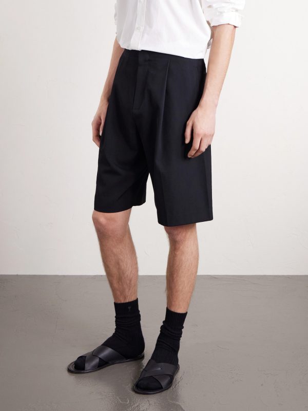 Sayed Wide-Leg Pleated Wool-Twill Shorts - FR Sayed Wide-Leg Pleated Wool-Twill Shorts - FR