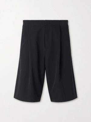 Sayed Wide-Leg Pleated Wool-Twill Shorts