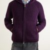 Cropped Ribbed Wool Zip-Up Hoodie - FR Cropped Ribbed Wool Zip-Up Hoodie - FR