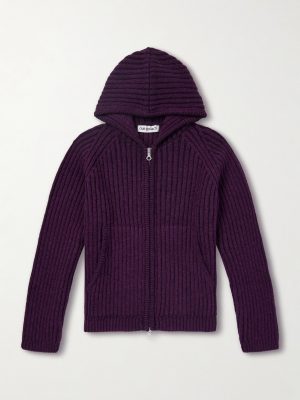 Cropped Ribbed Wool Zip-Up Hoodie Cropped Ribbed Wool Zip-Up Hoodie