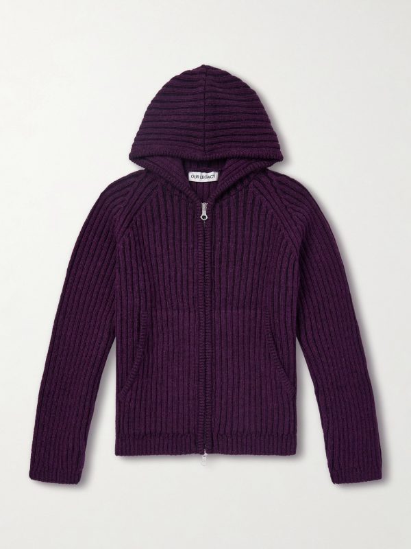 Cropped Ribbed Wool Zip-Up Hoodie Cropped Ribbed Wool Zip-Up Hoodie