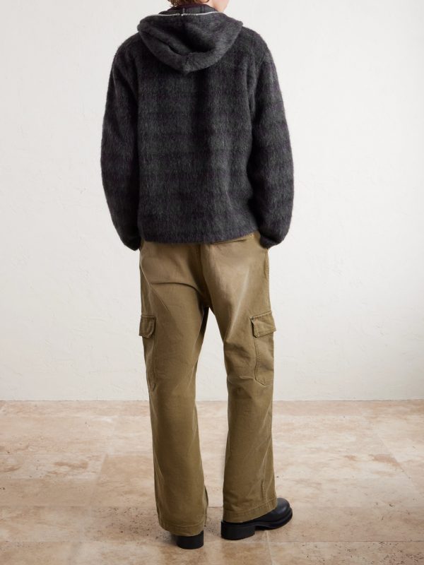 Checked Brushed Wool-Blend Zip-Up Hoodie - BK Checked Brushed Wool-Blend Zip-Up Hoodie - BK