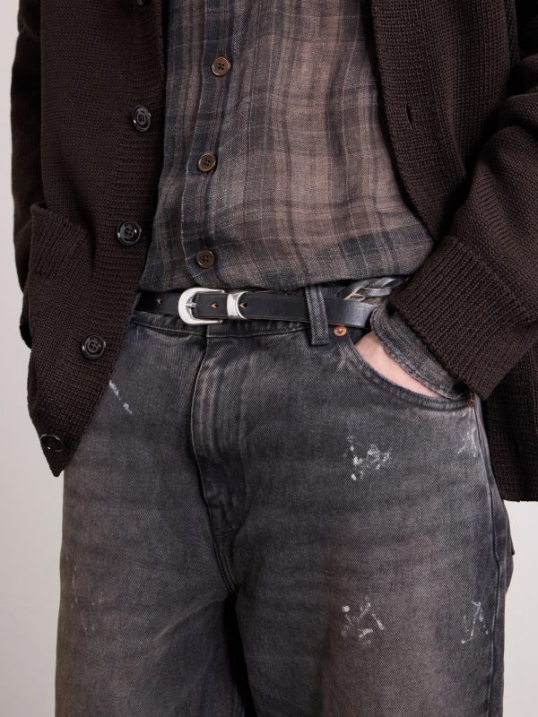 2cm Braided Leather Belt - OU 2cm Braided Leather Belt - OU