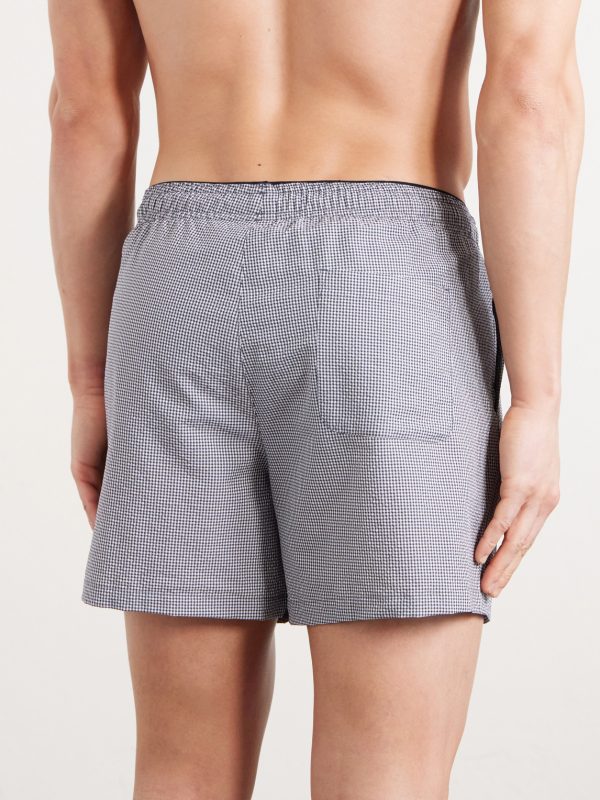 Boxer Trunk Straight-Leg Mid-Length Checked Seersucker Swim Shorts - BK Boxer Trunk Straight-Leg Mid-Length Checked Seersucker Swim Shorts - BK