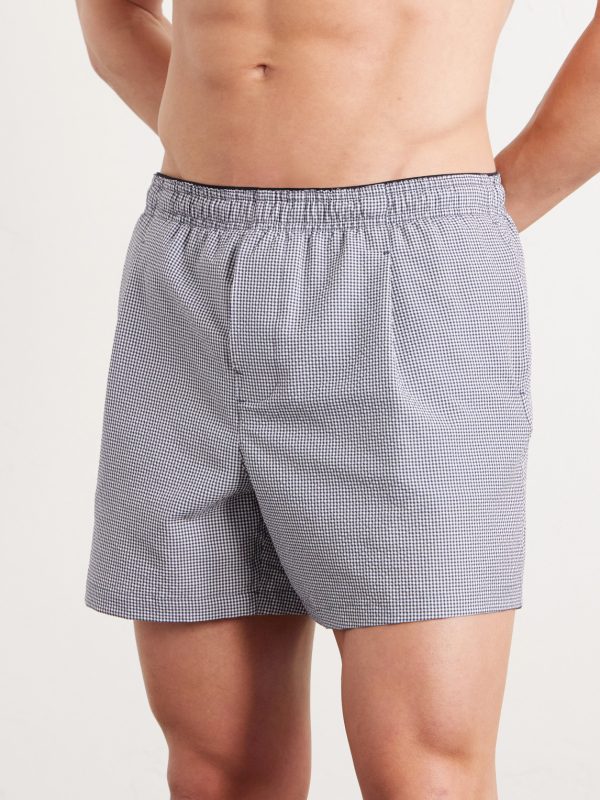 Boxer Trunk Straight-Leg Mid-Length Checked Seersucker Swim Shorts - FR Boxer Trunk Straight-Leg Mid-Length Checked Seersucker Swim Shorts - FR