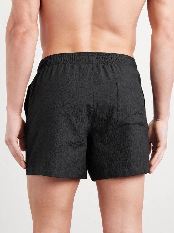 Boxer Trunk Straight-Leg Mid-Length Seersucker Swim Shorts - BK