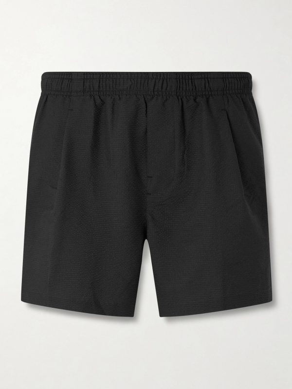 Boxer Trunk Straight-Leg Mid-Length Seersucker Swim Shorts