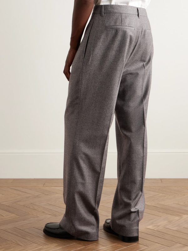 Wide-Leg Pleated Virgin Wool-Flannel Suit Trousers - BK Wide-Leg Pleated Virgin Wool-Flannel Suit Trousers - BK