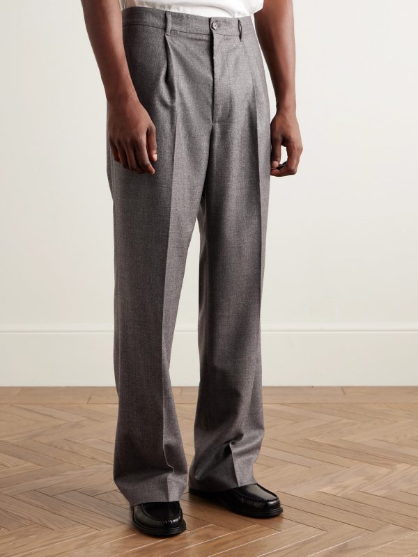 Wide-Leg Pleated Virgin Wool-Flannel Suit Trousers - FR Wide-Leg Pleated Virgin Wool-Flannel Suit Trousers - FR