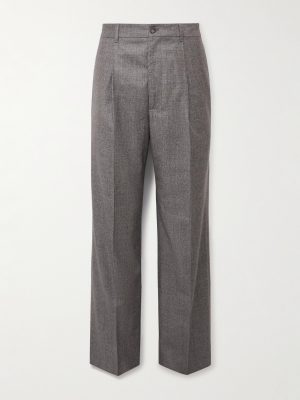 Wide-Leg Pleated Virgin Wool-Flannel Suit Trousers