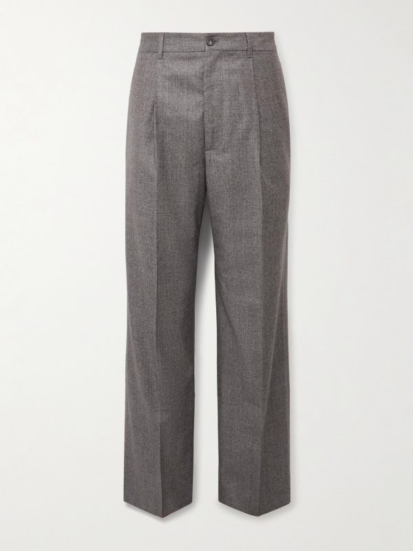 Wide-Leg Pleated Virgin Wool-Flannel Suit Trousers Wide-Leg Pleated Virgin Wool-Flannel Suit Trousers