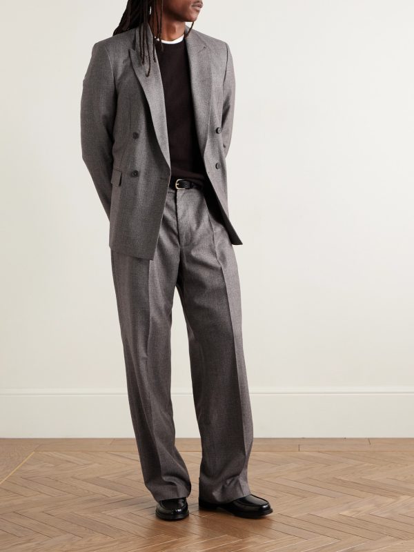 Wide-Leg Pleated Virgin Wool-Flannel Suit Trousers - OU Wide-Leg Pleated Virgin Wool-Flannel Suit Trousers - OU
