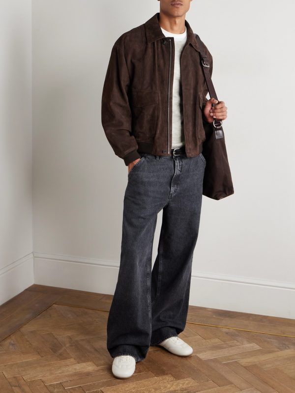 Retro Suede Bomber Jacket - OU Retro Suede Bomber Jacket - OU