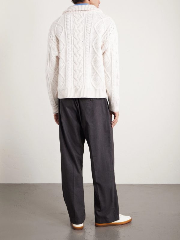 Cable-Knit Wool and Cashmere-Blend Half-Zip Sweater - BK