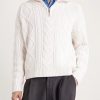 Cable-Knit Wool and Cashmere-Blend Half-Zip Sweater - FR