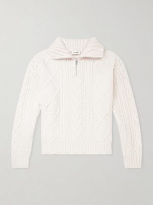 Cable-Knit Wool and Cashmere-Blend Half-Zip Sweater Cable-Knit Wool and Cashmere-Blend Half-Zip Sweater