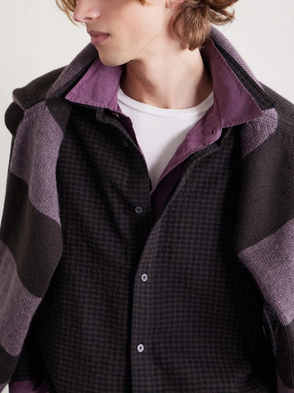 Checked Cotton and Wool-Blend Shirt - CU Checked Cotton and Wool-Blend Shirt - CU