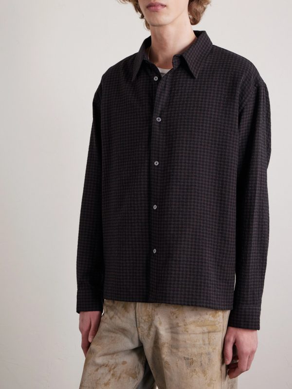 Checked Cotton and Wool-Blend Shirt - FR Checked Cotton and Wool-Blend Shirt - FR