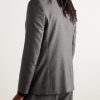 Double-Breasted Virgin Wool-Flannel Suit Jacket - BK