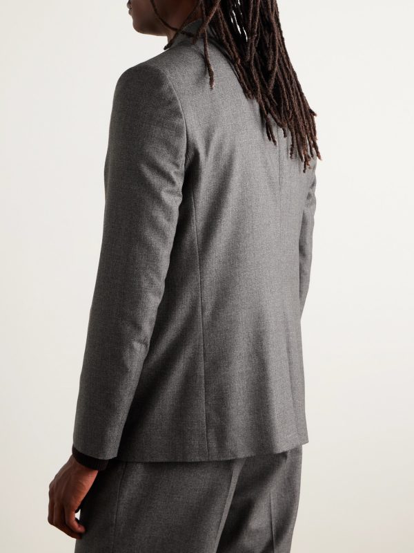 Double-Breasted Virgin Wool-Flannel Suit Jacket - BK