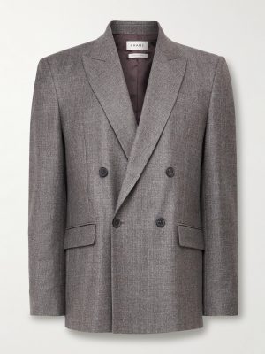 Double-Breasted Virgin Wool-Flannel Suit Jacket