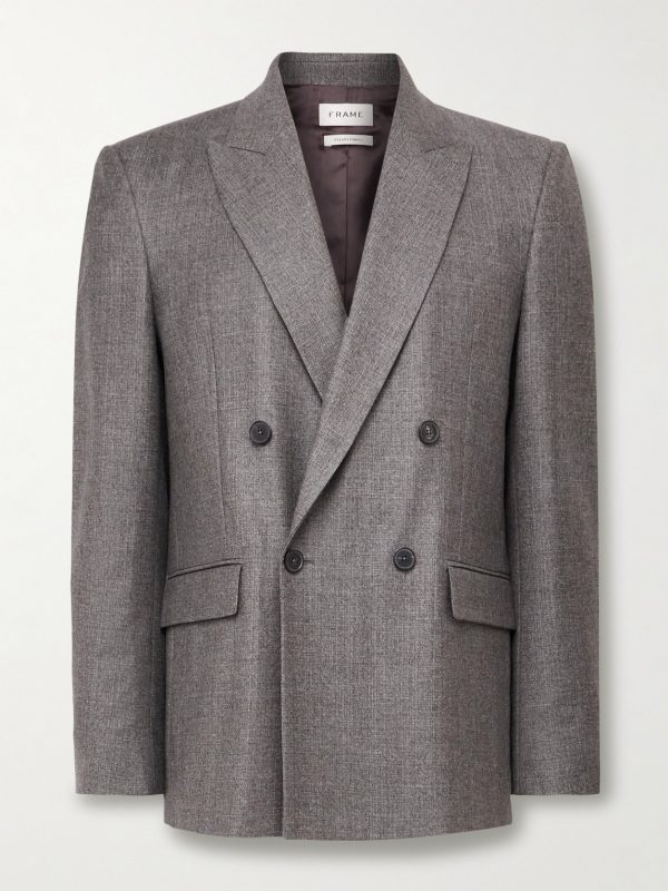Double-Breasted Virgin Wool-Flannel Suit Jacket