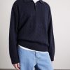 Cable-Knit Wool and Cashmere-Blend Polo Sweater - FR