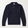 Cable-Knit Wool and Cashmere-Blend Polo Sweater