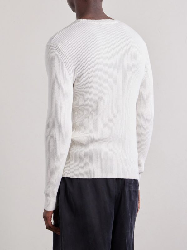 Ribbed Knit Silk Sweater - BK