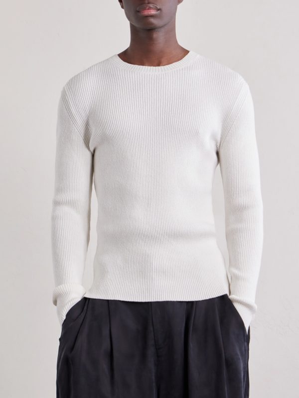 Ribbed Knit Silk Sweater - FR