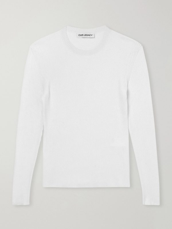 Ribbed Knit Silk Sweater