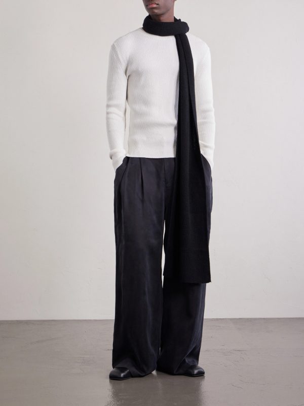 Ribbed Knit Silk Sweater - OU