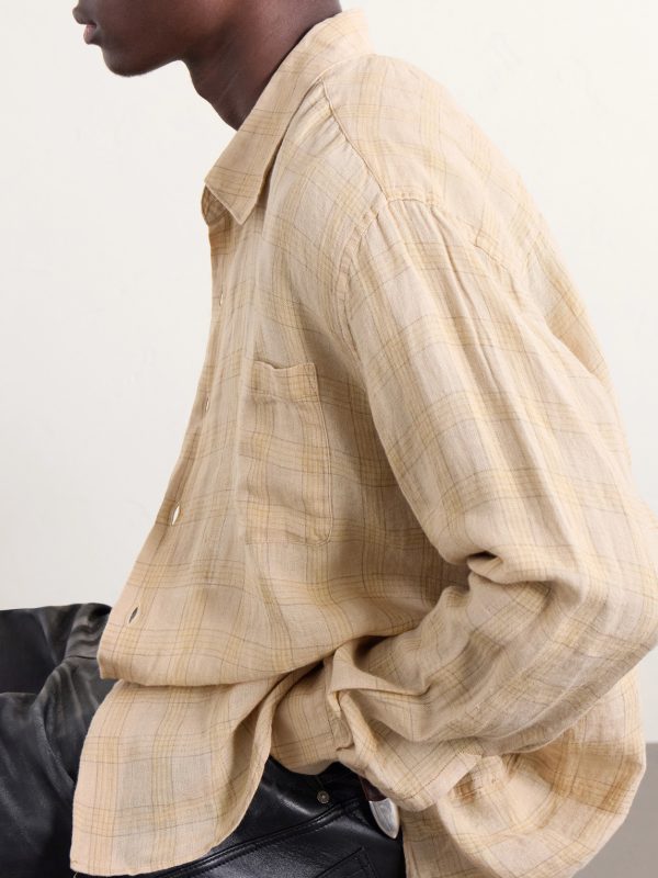 Above Checked Linen-Gauze Shirt - CU Above Checked Linen-Gauze Shirt - CU