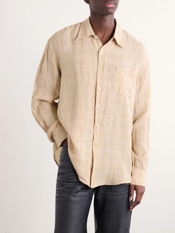 Above Checked Linen-Gauze Shirt - FR Above Checked Linen-Gauze Shirt - FR