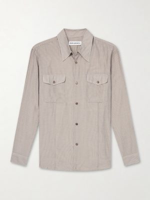 Plough Checked Cotton and Silk-Blend Shirt Plough Checked Cotton and Silk-Blend Shirt