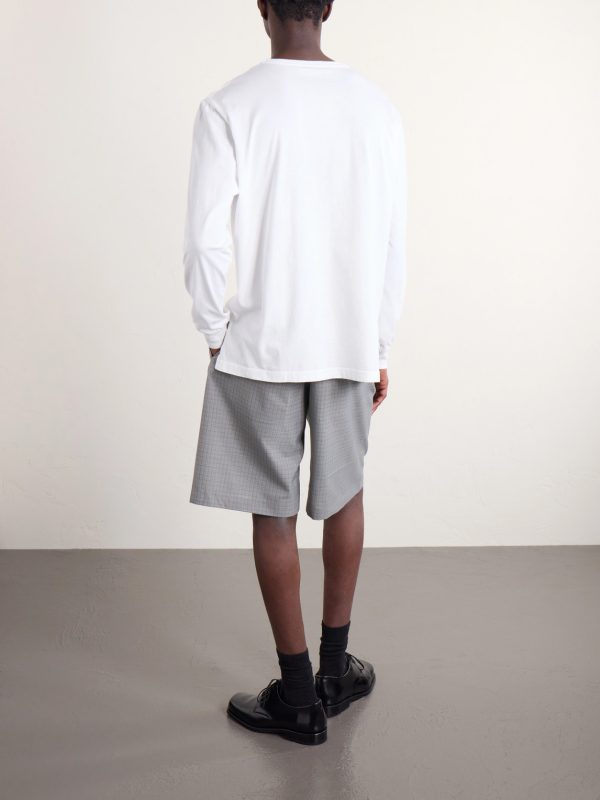 Ponte Straight-Leg Pleated Checked Grain de Poudre Shorts - BK Ponte Straight-Leg Pleated Checked Grain de Poudre Shorts - BK