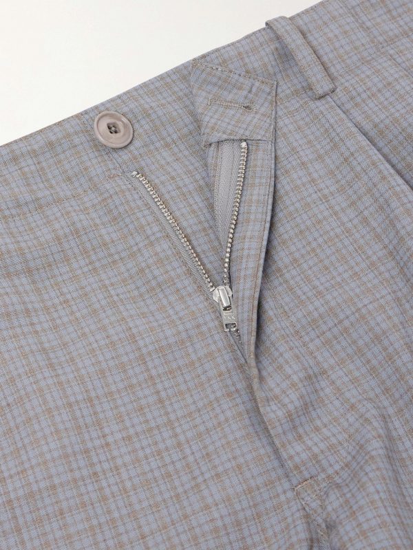 Ponte Straight-Leg Pleated Checked Grain de Poudre Shorts - E1 Ponte Straight-Leg Pleated Checked Grain de Poudre Shorts - E1
